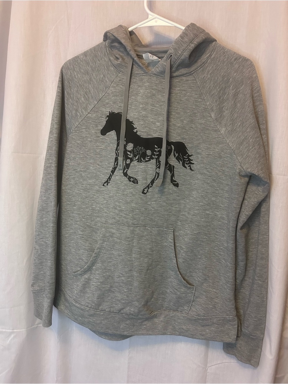 Girls Hooded Sweatshirt with Horse Graphic, Small